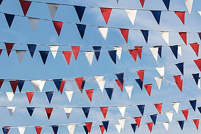48 12"x18" Pennants per String Pennant Flag Streamers  Red White & Blue 105' 